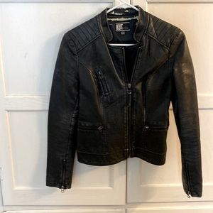 S black leather jacket.